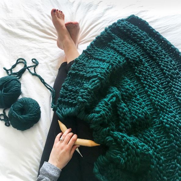 Emerald green discount chunky knit blanket